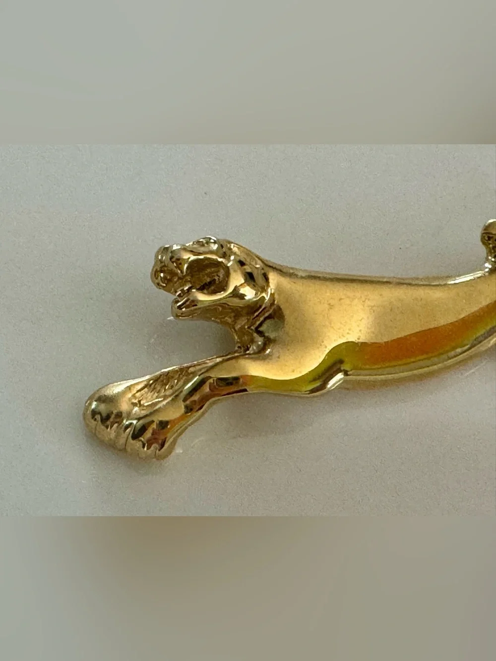 Vintage Sleek Gold Tone Leaping Panther Brooch